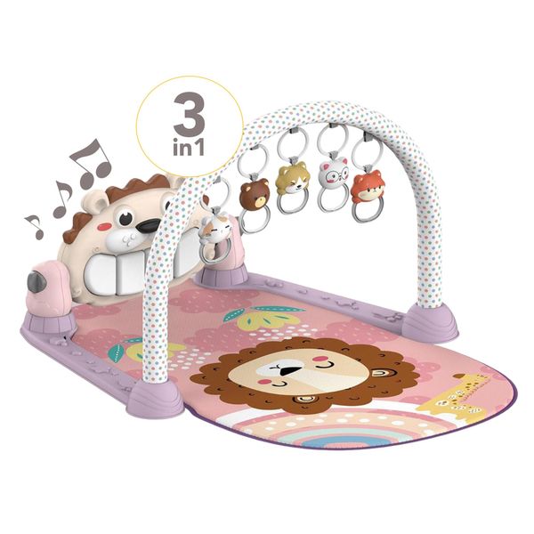 Lion Baby Play Mat - Baby Gym Play Mat and Piano Gym with Tummy Time - Musical Light Activity Center for Infants Toddlers, Birthday Gifts for Newborn Baby +2 up to 18 Months - Maxibaby