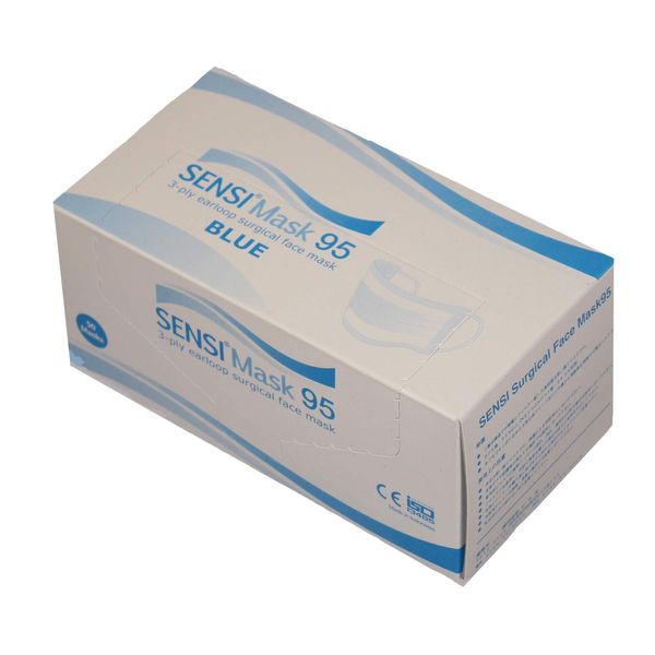 SENSI Surgical Face Mask 95/1 Box (Blue/50 Sheets)/Medical Mask/Non-Woven Mask/Regular Size/Disposable Mask/ISO 13485 Certified