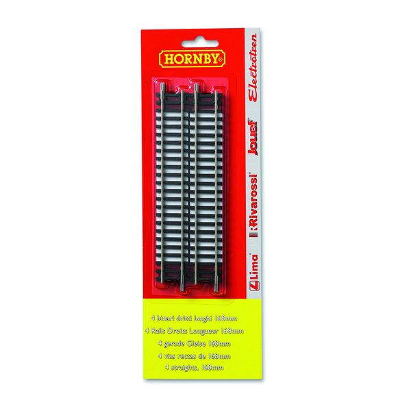 Hornby HT8300 OO Gauge Straight Track Blister Pack - Extra Track Pieces for Model Railway Sets, Model Train Track Pieces - Includes 4x R600 Straight Track - Scale 1:76