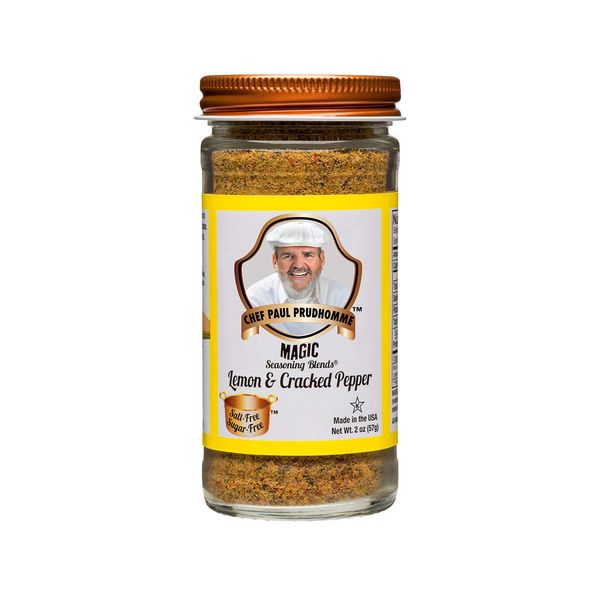 Chef Paul Prudhomme's Magic Seasoning Blends No Salt & No Sugar, Lemon and Cracked Pepper, 2-Ounce