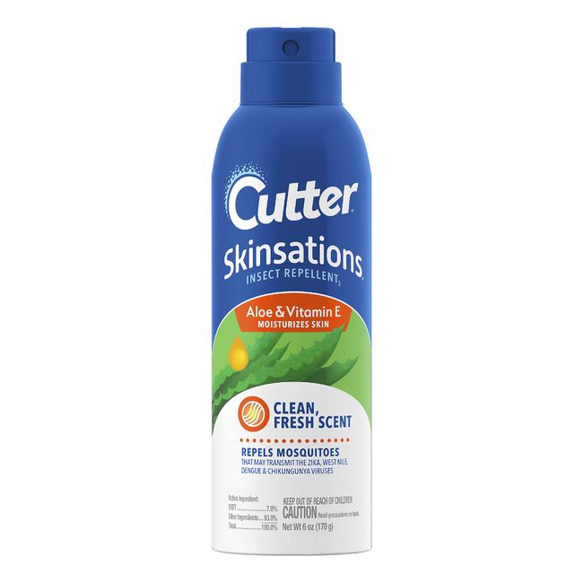 Cutter Skinsations Insect Repellent, Repels Mosquitos, Ticks, Gnats, Fleas, 7% DEET, 6 fl Ounce (Aerosol Spray)