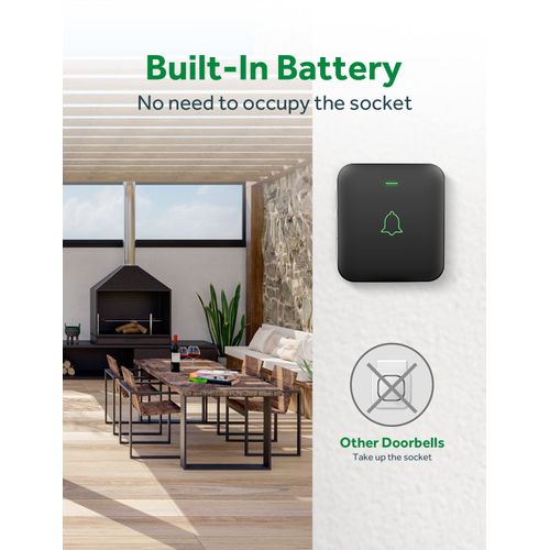 AVANTEK Wireless Door Bell, BA-11 Waterproof Battery Operated Doorbell Chime Operating at 1000 Feet, Portable Door Chime kit with 52 Melodies, 5 Volume Levels, and CD Quality Sound