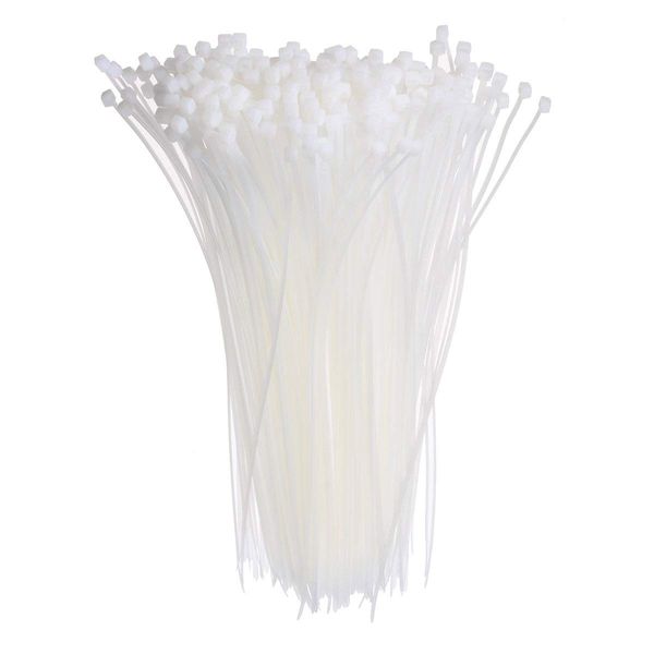 Self-Locking Plastic Nylon Cable Ties, Zip Tie Wraps – White (5mm x 250mm - 250pcs)