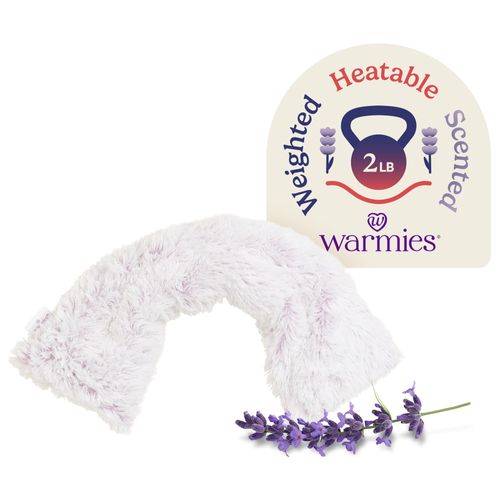 warmies Microwavable Neck & Shoulder Wrap - Heating & Cooling Plush Pad for Calming Relaxation - Weighted & Heated Neck Warmer with Scented Lavender - Microwave Heat Pad for Aches & Pain - Lavender