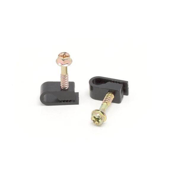 Coax Cable Clips - Black -100 Pieces- Single Coaxial Flex Screw Clips