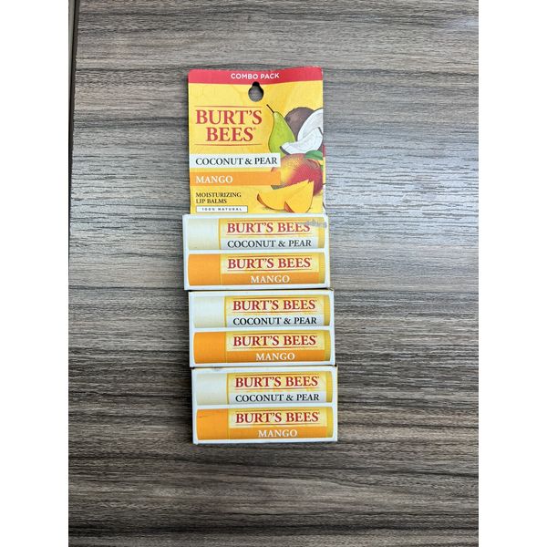 3 PACK Burt's Bees Mango - Coconut Pear Moisturizing Lip Balms, (3pk=6 total)