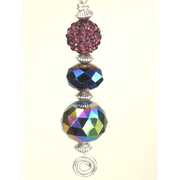 Trace Ellements Iridescent Royal Blue and Purple Glass & Rhinestone Ceiling Fan Pull Chain