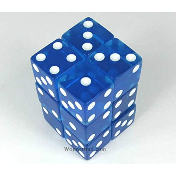 Koplow Games Blue Transparent Standard Dice D6 16mm 12 Dice