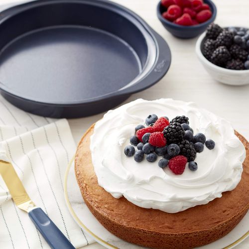 Wilton Diamond-Infused Non-Stick Navy Blue Round Baking Pan, 9-inch, Steel