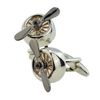 Three Tone Silver Black and Rose Gold Aircraft Propeller Radial Engine Cufflinks