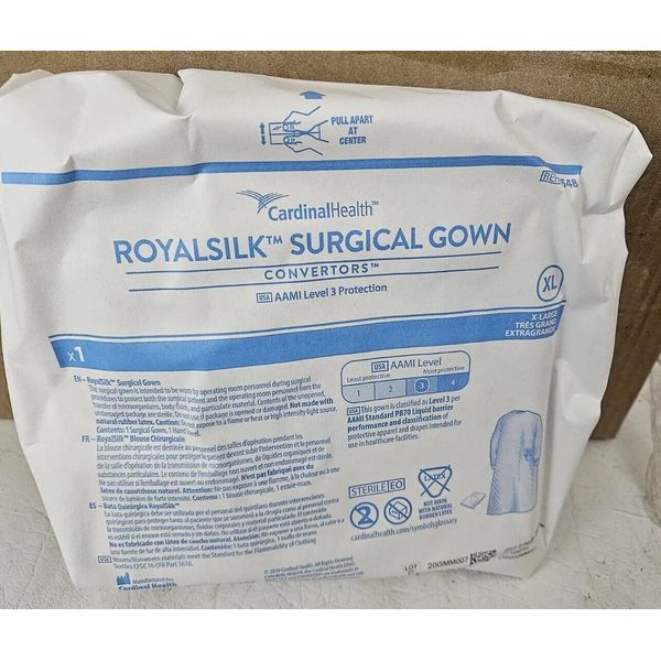 20 Cardinal Health Non-Reinforced RoyalSilk Surgical Gown AAMI Level 3 -XL