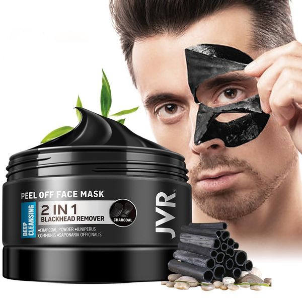 Blackhead Remover Maske, JVR Bambuskohle Tiefenreinigung Peel Off Maske, Blackhead Maske, Schwarze Maske für Entfernt Mitesser, Poren Reinigen, Öl Kontrolle 120ml