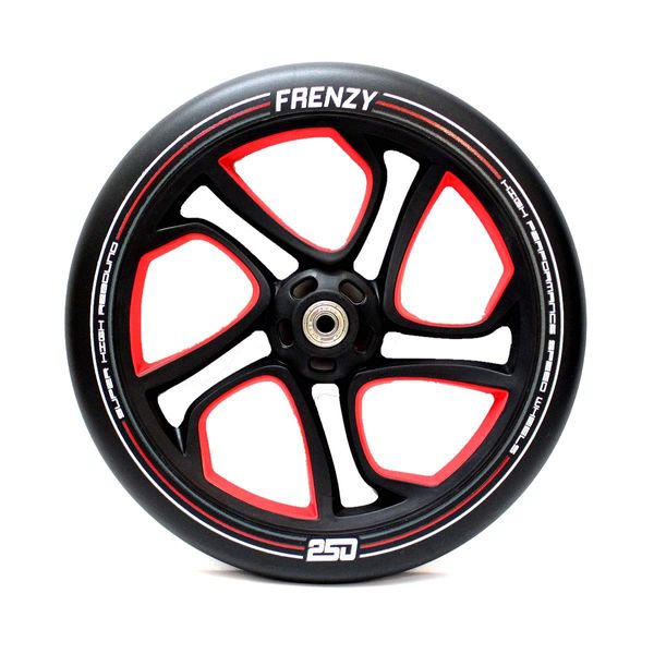 FRENZY FR551 Kickboard, Spare Wheel 9.8 inches (250 mm) + ABEC 7 Bearings Kick Scooter, Authorized Dealer, C1, 9.8 inches (250 mm) Blk-Red