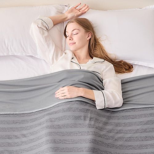 EMME Cooling Blankets for Hot Sleepers, Summer Blanket Full Size Bed, Thin Lightweight Throw Blanket Twin for Couch, Double-Sided Keep Body Cool, Grey Cold Sheet Night Sweats