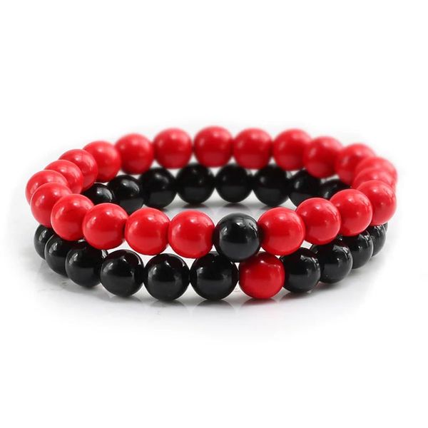 Hemasa 2Pcs/Set Classic Natural Stone Bracelet /8mm Beads Bracelets for Women Color 2