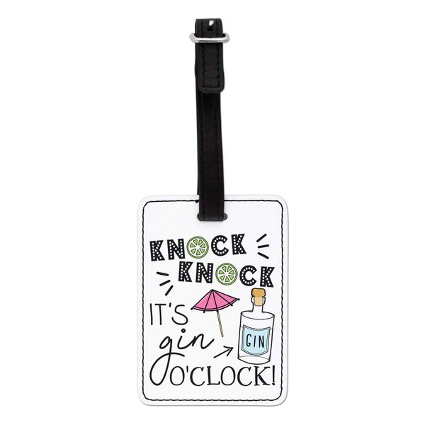 Gift Base Knock Knock It's Gin O'Clock Visual Luggage Tag with Black Strap