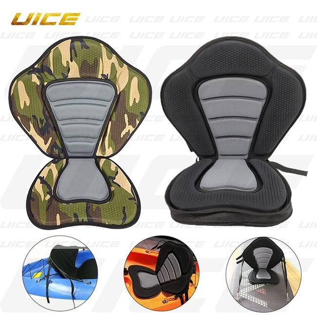 Deluxe Padded Kayak / Boat Seat Soft and Antiskid Padded Base High Backrest  Adjustable Kayak Cushion with Backrest