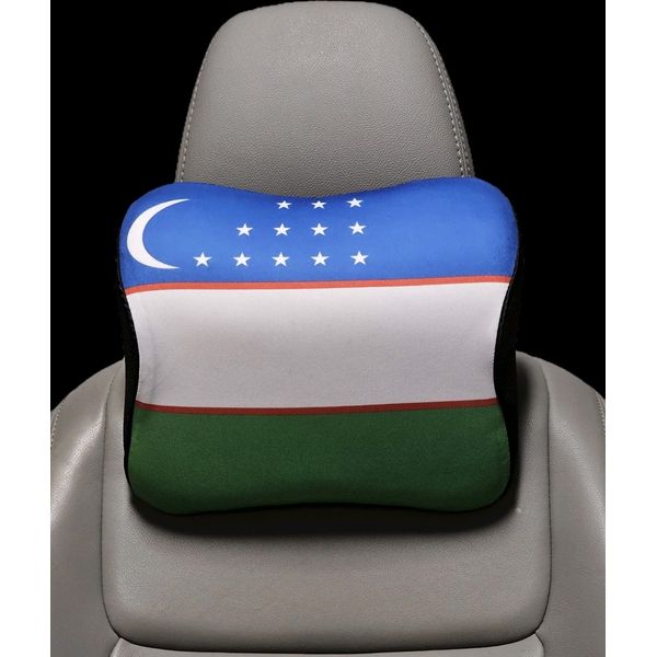 Uzbekistan FlagCar Headrest Neck Support Pillow with Memory Foam (2 Pack)