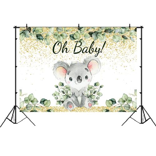Lofaris Cute Koala 1st Birthday Party Backdrop Greenery Boy First Birthday Background Oh Baby Baby Shower Party Decor Cake Table Banner 7x5ft