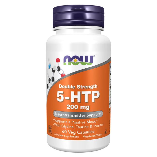 NOW FOODS 5-HTP, Double Strength 200 mg - 60 Veg Capsules