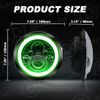 7" LED Headlight Green Angel Eyes For Harley-Davidso