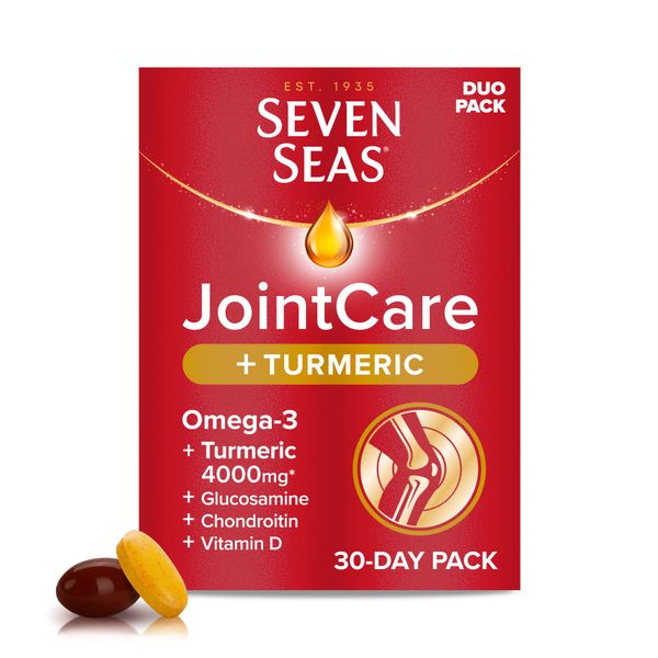 Seven Seas JointCare + Turmeric, with Omega-3, Glucosamine, Chondroitin, Vitamins C and D, Manganese and Zinc, Food Supplements, 30-Day Pack