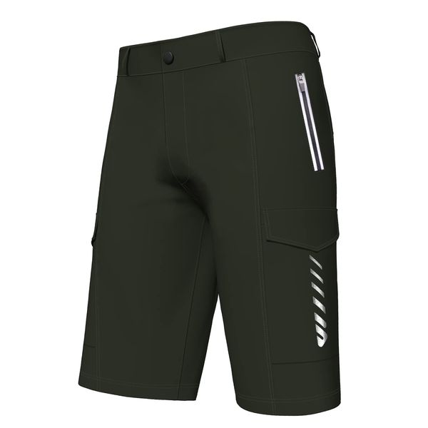 Lo.gas Herren-Mountainbike-Shorts, lockere Passform mit Reißverschlusstaschen, Fahrrad-Radfahren Radfahren Fahrrad-Shorts Lightweight,Grün,S