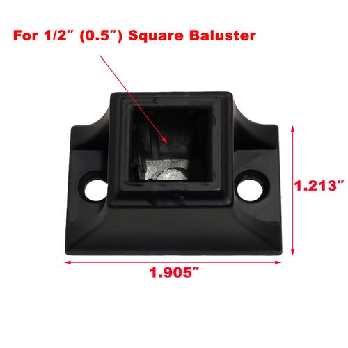 Baluster Screw Down Flat Shoe with Set of Screws - for Use with 1/2" Square Iron Balusters - Set of 10 (Satin Black) - DH-58