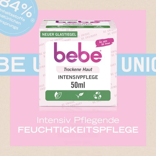 bebe Intensive care (50 ml), moisturises 24 hours for dry skin with avocado oil and shea butter