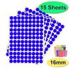 1,620 x Blue Sticky Dots - 16mm - Round Colour Coding Dot Stickers - 15 Sheets