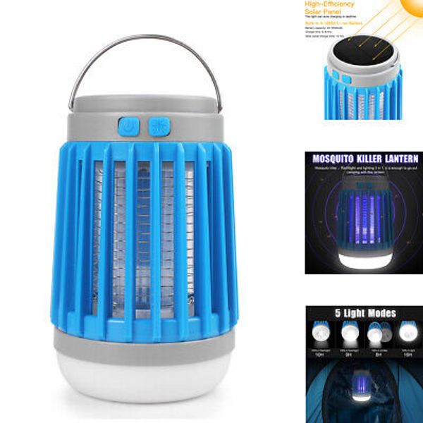 Solar Power Mosquito Killer Lamp Fly Bug Insect Zapper Trap LED Camping Lantern