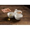 Mud Pie server 8" x 8" | spoon 3 1/2" Woven Ceramic Triple Tidbit, White