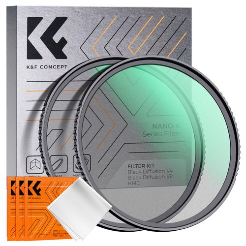 K&F Concept 77mm Black Diffusion 1/4 & 1/8 Filters Kit Mist Cinematic Effect Filters Set with Multi-Layer Coated for Camera Lens - K Series