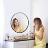 24" Round Bathroom Mirror Wall Mounted Make Up Vanity Mirror W/Black Metal Frame