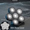 FOXSONIC 6 Blades Electric Shaver Replacement Heads 6 Blades Head Shaver Replacement Blades Bald Shaver With Blade Cover Electric Razor Shaver Head (Black)