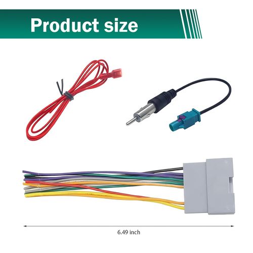 Polcatay 3 PCS Car Stereo Wiring Harness, Audio DVD Modified Speaker Cable, Waterproof Plug and Play Connector with Antenna Adapter, Compatible with Jeep Compass Wrangler Dodge (Multicolored)