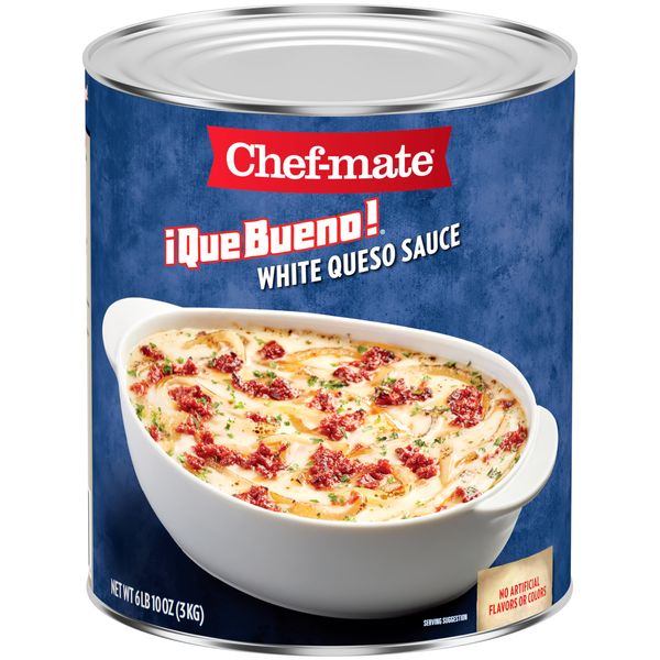 Chef-mate Que Bueno White Queso and Nacho Cheese Sauce, Canned Food, 6 lb. 10 oz. Bulk Can