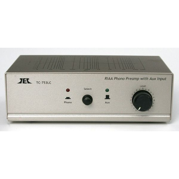 TCC TC-753LC Silver Phono Preamp w/Level Control and AUX Input; Includes Optional Premium HIGH Power AC Adaptor