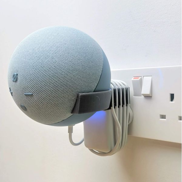 Echo Dot 4th Generation Plug Mount Plug Bracket (3pin UK) With Cable Management (Grey)