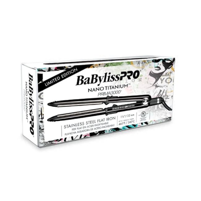 BaBylissPRO Nano Titanium Prima3000 1 ¼" Flat Iron Black | BNTBK3000TUC