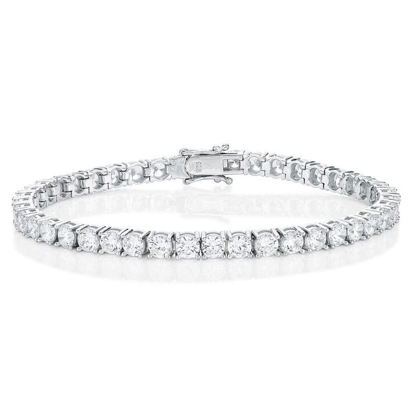 Diamond Treats Womens Tennis Bracelet, Solid 925 Sterling Silver Bracelet for Women and Teen Girls with 4mm AAA White Cubic Zirconia Stones, 7.5 inch Ladies Eternity Bracelet, Jewellery Gift for Women