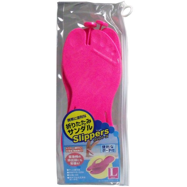 Evacuation Bag Slippers Folding Sandals Pink L Size
