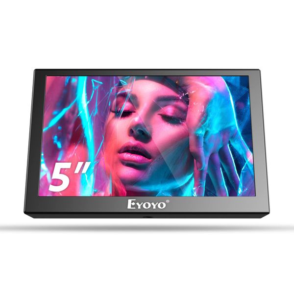 Eyoyo 5 Inch Mini Monitor Mobile LCD Display Mini 800x480 Resolution USB Powered Gaming Monitor HDMI VGA AV BNC Port for Surveillance Camera DSLR/PC/DVD Raspberry Pi 4/3/2 Model B Small Monitor