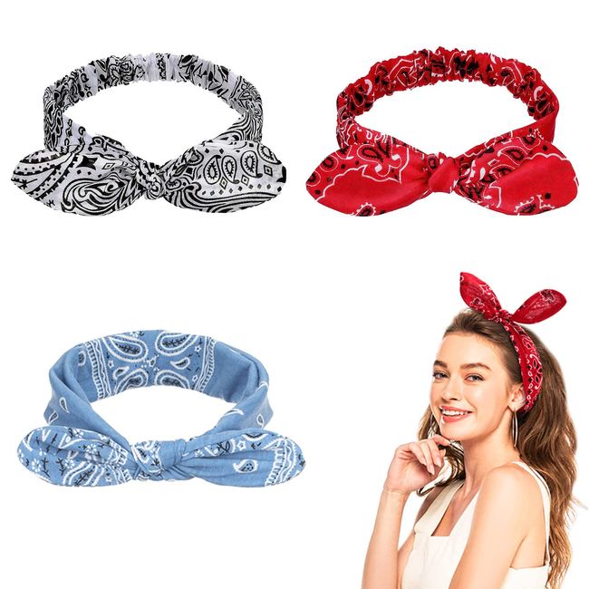 3 Stück Boho Haarband Damen, Boho Stirnband Breite Elastische, Elastische Weiche Stirnband Blume, Kopfband Haarband Sommer Turban, Sommer Breite Haarbänder, Für Frauen Mädchen Alltag Makeup