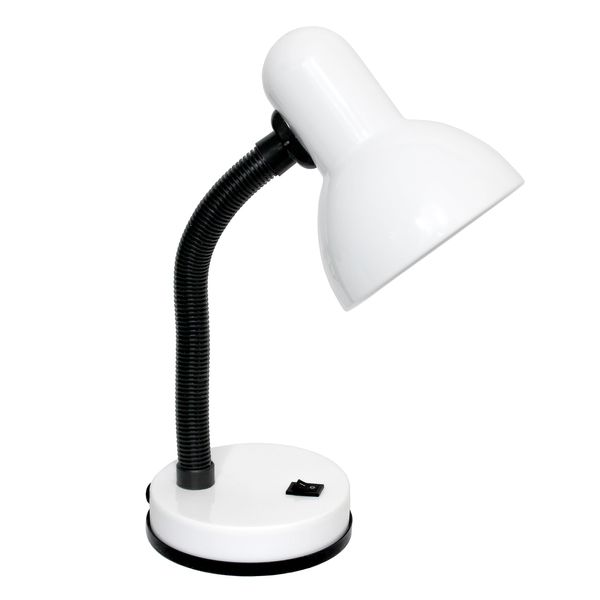 Simple Designs LD1003-WHT Basic Metal Flexible Hose Neck Desk Lamp, White 6.1 x 4.9 x 13.85