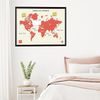 Personalised Pinboard with Your Name Framed World Map Soft Red Write on/Wipe Off Surface Size 59cm x 40cm