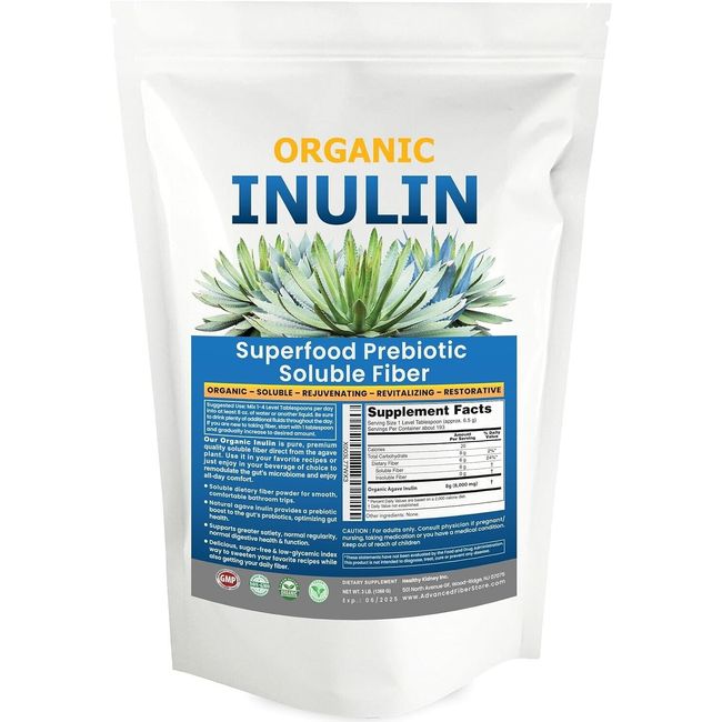 Inulin Powder Organic 48oz Gentle Agave Inulin Powder Prebiotic Soluble Inulin