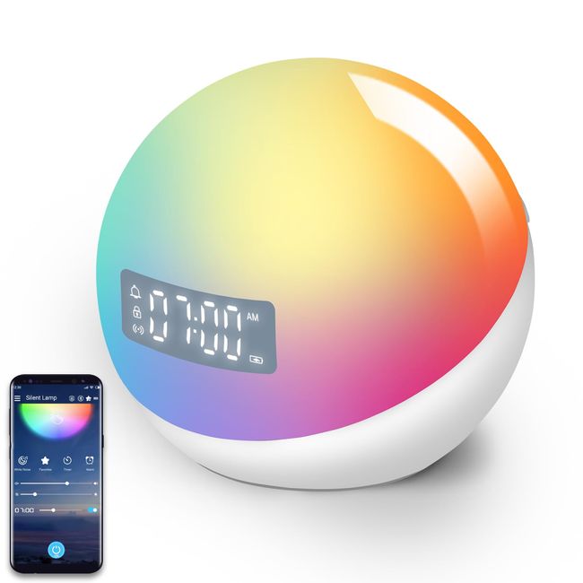 WKLVLM Smart Alarm Clock with Night Light, Children Sounder Clock, Infant Sleep Training, Double Custom Alarm Clock and Sleep, Dimming and Timer, (5th Generation) Application Control