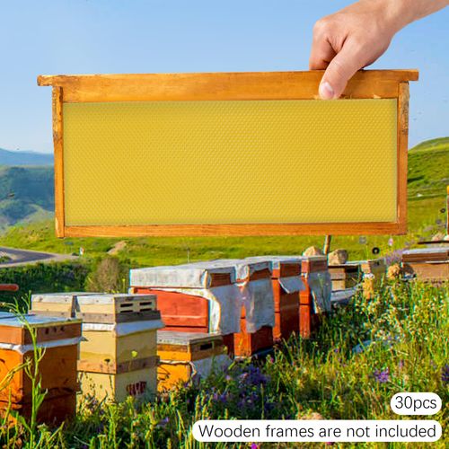 30pcs Beeswax Sheets, Bee Hive Foundation Sheets, Portable Candle Making Kit,Modeling Beeswax for Candle Making, Craft and Furniture Polishing