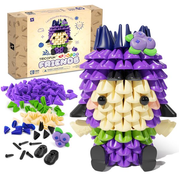 Tricofun Fruity Friends- Soft Building Blocks, Cute 3D Fruit Figures kit Soft Assembling Building Toys Pressure-Relief Toy STEM Toys Creative Toys Interlocking Block Sets (1404-Blubbery Girl)